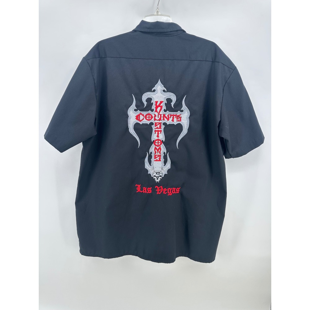 Dickies Counts Kustoms Las Vegas Embroidered Work Shirt Black Mens XL S/S